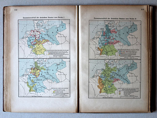 Putzgers Historischer Schul-Atlas, Große Ausgabe, 1923
112. Zusammenschluß der deutschen Staaten zum Reiche I
113. Zusammenschluß der deutschen Staaten zum Reiche II