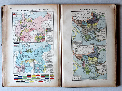 Putzgers Historischer Schul-Atlas, Große Ausgabe, 1923
120. Staatliche Einrichtung des Deutschen Reichs 1871-1918
121. Balkanländer 1812 bis 1915