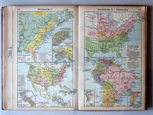 Putzgers Historischer Schul-Atlas, Große Ausgabe, 1923
134. Nordamerika I
135. Nordamerika II – Südamerika
