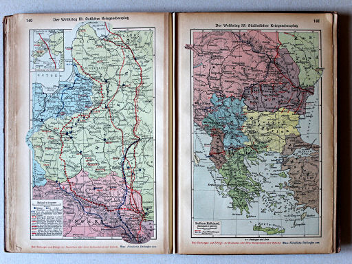 Putzgers Historischer Schul-Atlas, Große Ausgabe, 1923
140. Der Weltkrieg III: Östlicher Kriegsschauplatz
141. Der Weltkrieg IV: Südöstlicher Kriegsschauplatz