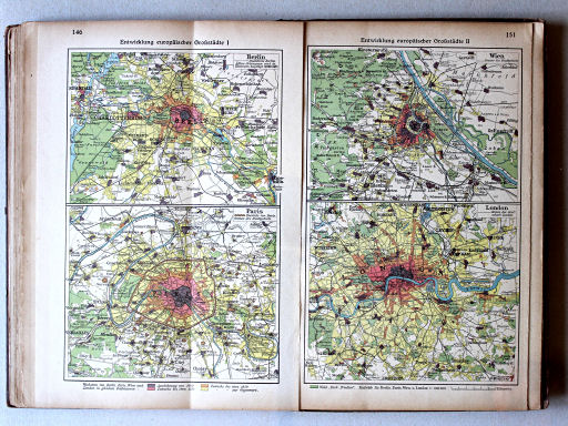 Putzgers Historischer Schul-Atlas, Große Ausgabe, 1923
146. Entwicklung europäischer Großstädte I
151. Entwicklung europäischer Großstädte II