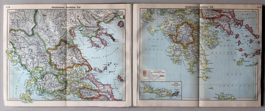 Putzgers Historischer Schul-Atlas, Große Ausgabe, 1931/33
17.18. Griechenland. Nördlicher Teil
19.20. Griechenland. Südlicher Teil