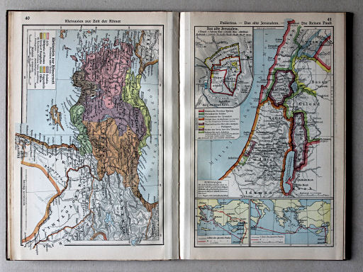 Putzgers Historischer Schul-Atlas, Große Ausgabe, 1931/33
41. Palästina – Das alte Jerusalem – Die Reisen Pauli