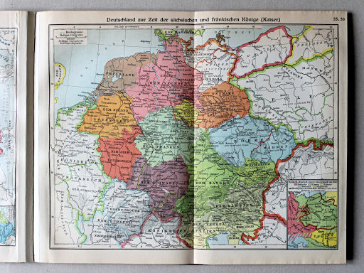 Putzgers Historischer Schul-Atlas, Große Ausgabe, 1931/33
55.56. Deutschland zur Zeit der sächsischen und fränkischen Könige (Kaiser)
