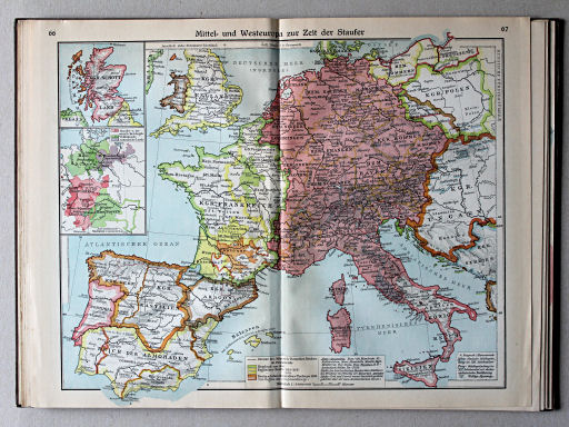 Putzgers Historischer Schul-Atlas, Große Ausgabe, 1931/33
66.67. Mittel- und Westeuropa zur Zeit der Staufer
