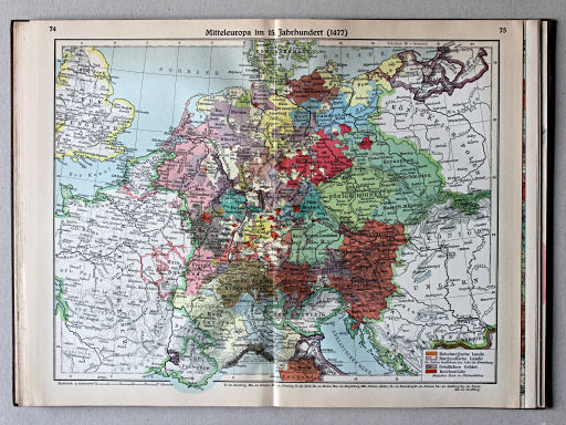 Putzgers Historischer Schul-Atlas, Große Ausgabe, 1931/33
74.75. Mitteleuropa im 15. Jahrhundert (1477)
