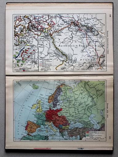 Putzgers Historischer Schul-Atlas, Große Ausgabe, 1931/33
108. Deutsche Einheitskriege (1866)
111. Europa 1878-1912