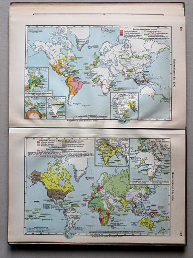 Putzgers Historischer Schul-Atlas, Große Ausgabe, 1931/33
126. Kolonialkarte bis 1790
127. Kolonialkarte bis 1914