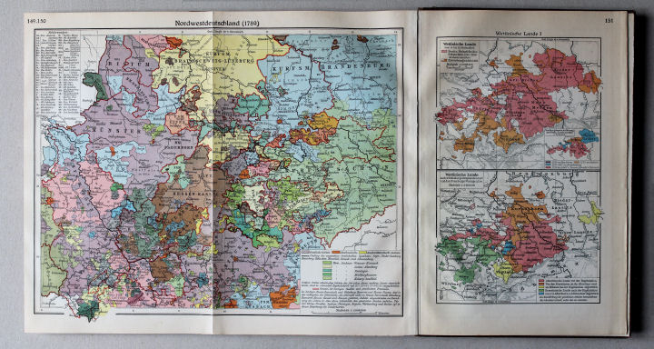 Putzgers Historischer Schul-Atlas, Große Ausgabe, 1931/33
149.150. Nordwestdeutschland 1789
151. Wettinische Lande I
