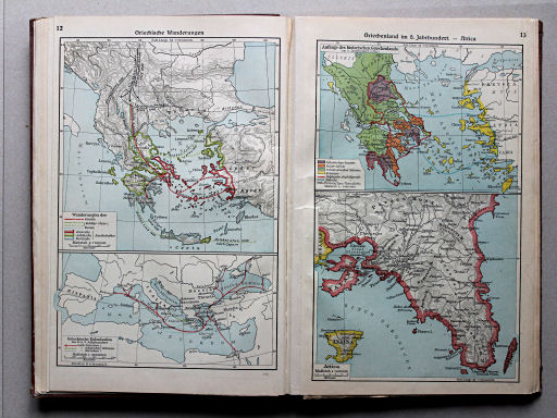 Putzgers Historischer Schul-Atlas, Große Ausgabe, 1934
12. Griechische Wanderungen
13. Griechenland im 8. Jahrhundert – Attica