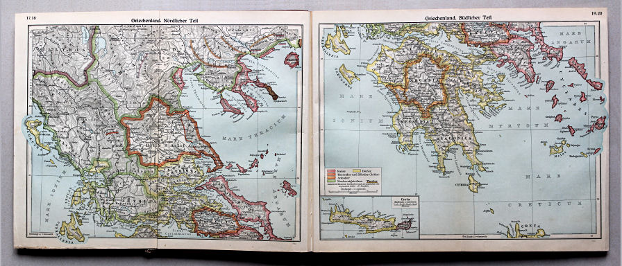 Putzgers Historischer Schul-Atlas, Große Ausgabe, 1934
17.18. Griechenland. Nördlicher Teil
19.20. Griechenland. Südlicher Teil