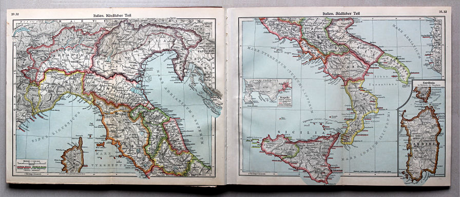 Putzgers Historischer Schul-Atlas, Große Ausgabe, 1934
29.30. Italien. Nördlicher Teil
31.32. Italien. Südlicher Teil