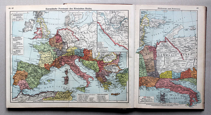 Putzgers Historischer Schul-Atlas, Große Ausgabe, 1934
41.42. Europäische Provinzen des Römischen Reichs
43. Mitteleuropa nach Ptolemaeus