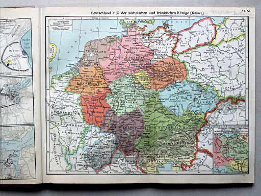 Putzgers Historischer Schul-Atlas, Große Ausgabe, 1934
55.56. Deutschland z. Z. der sächsischen und fränkischen Könige (Kaiser)