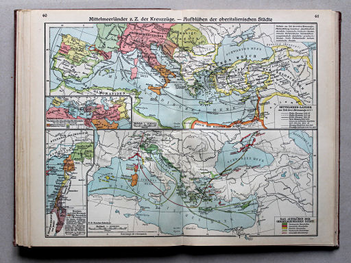 Putzgers Historischer Schul-Atlas, Große Ausgabe, 1934
60.61. Mittelmeerländer z. Z. der Kreuzzüge – Aufblühen der oberitalienischen Städte