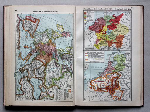 Putzgers Historischer Schul-Atlas, Große Ausgabe, 1934
83. Deutschlands Kreiseinteilung 1521-1806 – Niederlande 1559-1600