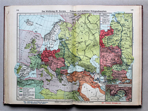 Putzgers Historischer Schul-Atlas, Große Ausgabe, 1934
114.115. Der Weltkrieg III: Europa – Östlicher und südlicher Kriegsschauplatz