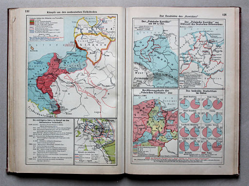 Putzgers Historischer Schul-Atlas, Große Ausgabe, 1934
120. Kämpfe um den ostdeutschen Volksboden
121. Die Geschichte des „Korridors“