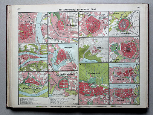 Putzgers Historischer Schul-Atlas, Große Ausgabe, 1934
142.143. Zur Entwicklung der deutschen Stadt