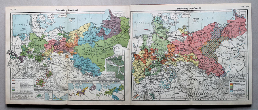 Putzgers Historischer Schul-Atlas, Große Ausgabe, 1934
147.148. Entwicklung Preußens I
149.150. Entwicklung Preußens II
