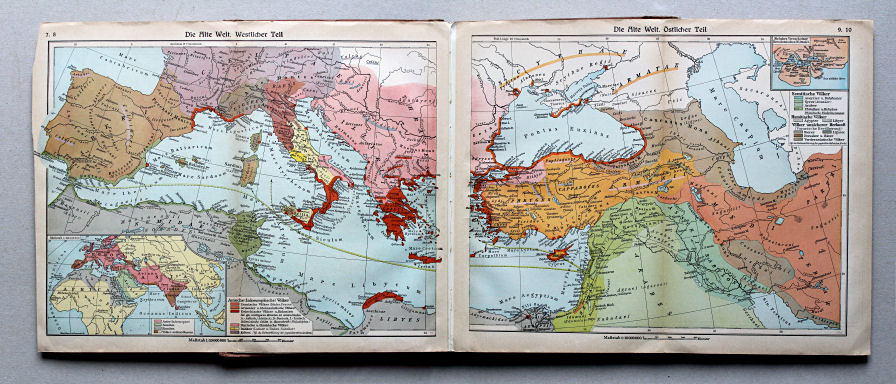 Putzgers Historischer Schul-Atlas, Große Ausgabe, 1937
7.8. Die Alte Welt. Westlicher Teil
9.10. Die Alte Welt. Östlicher Teil