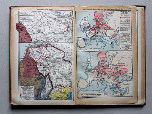 Putzgers Historischer Schul-Atlas, Große Ausgabe, 1937
44. Germanen und Römer
45. Die germanische Landnahme bis zum Hunneneinfall 375