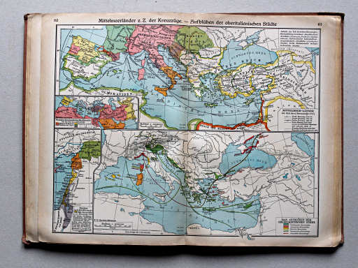 Putzgers Historischer Schul-Atlas, Große Ausgabe, 1937
60.61. Mittelmeerländer z. Z. der Kreuzzüge – Aufblühen der oberitalienischen Städte