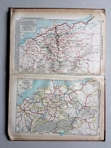 Putzgers Historischer Schul-Atlas, Große Ausgabe, 1937
102. Zur Geschichte der deutschen Post
103. Entwicklung der Eisenbahnen in Mitteleuropa bis 1866