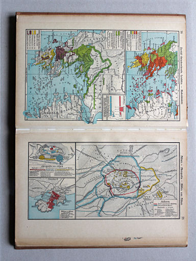 Putzgers Historischer Schul-Atlas, Große Ausgabe, 1942 (60.)
21. Athen – Akropolis – Häfen von Athen
