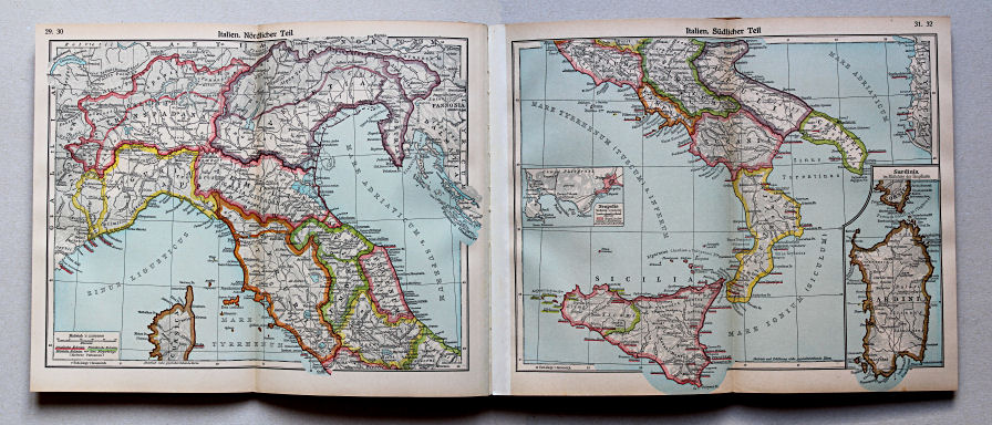 Putzgers Historischer Schul-Atlas, Große Ausgabe, 1942 (60.)
29.30. Italien. Nördlicher Teil
31.32. Italien. Südlicher Teil