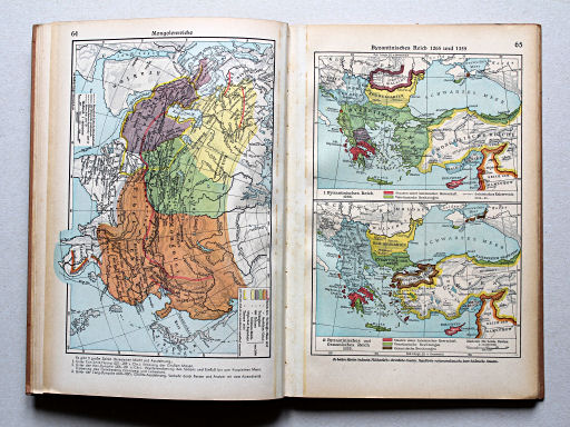 Putzgers Historischer Schul-Atlas, Große Ausgabe, 1942 (60.)
65. Byzantinisches Reich 1265 und 1355