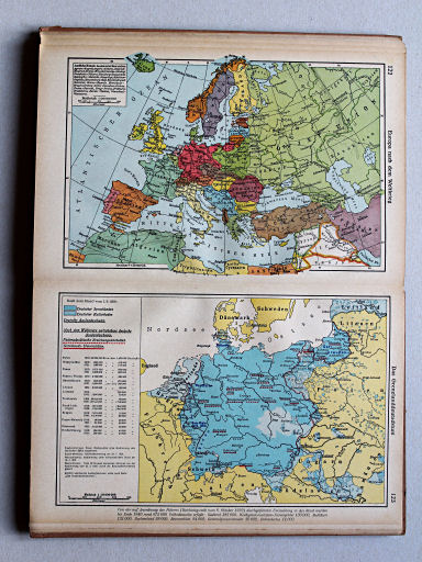 Putzgers Historischer Schul-Atlas, Große Ausgabe, 1942 (60.)
122. Europa nach dem Weltkrieg
123. Das Grenzlandsdeutschtum