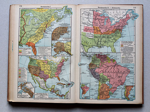 Putzgers Historischer Schul-Atlas, Große Ausgabe, 1942 (60.)
134. Nordamerika I
135. Nordamerika II – Südamerika