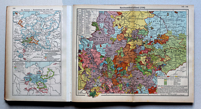 Putzgers Historischer Schul-Atlas, Große Ausgabe, 1942 (60.)
144. Die Askanier – Brandenburg von 1134-1415
145.146. Nordwestdeutschland (1789)