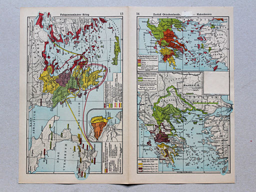 Geschichtskarten aus dem 'Putzger', 1949
14. Zerfall Griechenlands, Leuktra – Makedonien