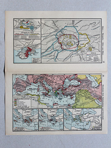 Geschichtskarten aus dem 'Putzger', 1949
19. Athen – Akropolis – Häfen von Athen
20. Griechische Welt. Kolonisations- und Kulturkarte