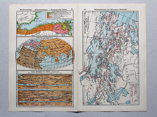 Geschichtskarten aus dem 'Putzger', 1949
31. Nordwestafrika – Ptolemaeuskarte – Peutingersche Tafeln