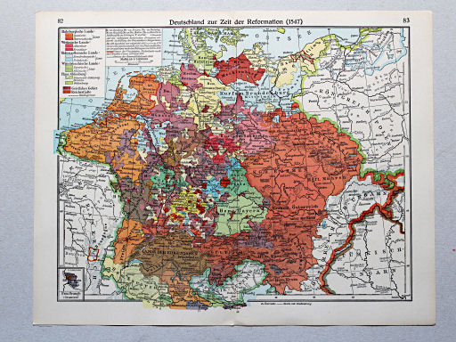 Geschichtskarten aus dem 'Putzger', 1949
82.83. Deutschland zur Zeit der Reformation (1547)
