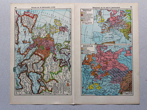 Geschichtskarten aus dem 'Putzger', 1949
81. Religionen im 16. und 17. Jahrhundert
