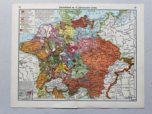 Geschichtskarten aus dem 'Putzger', 1949
86.87. Deutschland im 17. Jahrhundert (1648)