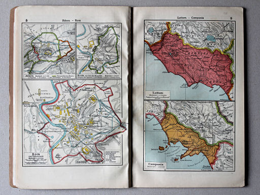 Putzgers Historischer Schul-Atlas, Tschechoslowakei, 1930
8. Athen. Rom
9. Latium. Campania