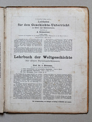 Velhagen & Klasings Kleiner Geschichtsatlas, 1900
Schutblad achterin / Rear endpaper
