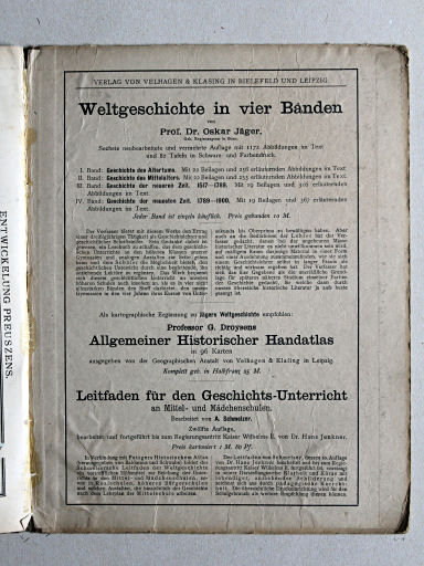 Velhagen & Klasings Kleiner Geschichtsatlas, 1909
Schutblad achterin / Rear endpaper