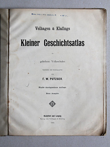 Velhagen & Klasings Kleiner Geschichtsatlas, 1909
Titelpagina / Title page