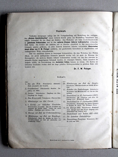 Velhagen & Klasings Kleiner Geschichtsatlas, 1909
Voorwoord, inhoudsopgave / Preface, table of contents