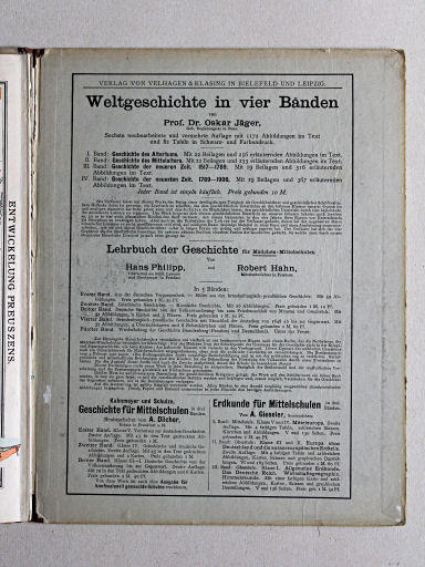 Velhagen & Klasings Kleiner Geschichtsatlas, 1913
Schutblad achterin / Rear endpaper