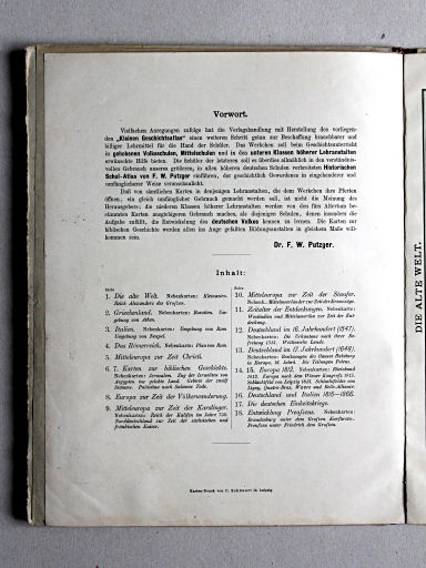 Velhagen & Klasings Kleiner Geschichtsatlas, 1913
Voorwoord, inhoudsopgave / Preface, table of contents