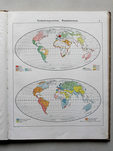 Scobel Handelsatlas, 1902
1. Verkehrssprachen. Staatsformen