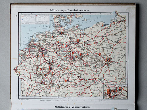 Scobel Handelsatlas, 1902
21. Mitteleuropa, Eisenbahnverkehr
