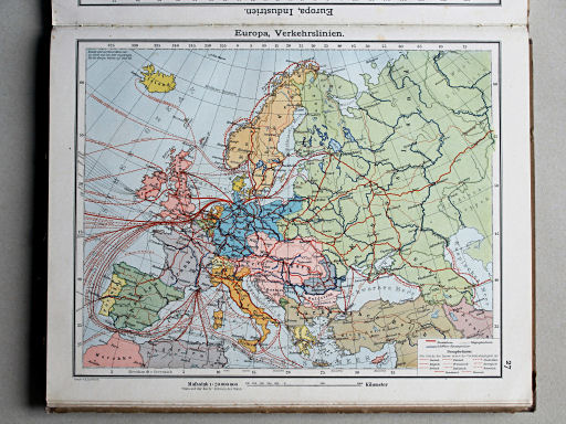 Scobel Handelsatlas, 1902
27. Europa, Verkehrslinien